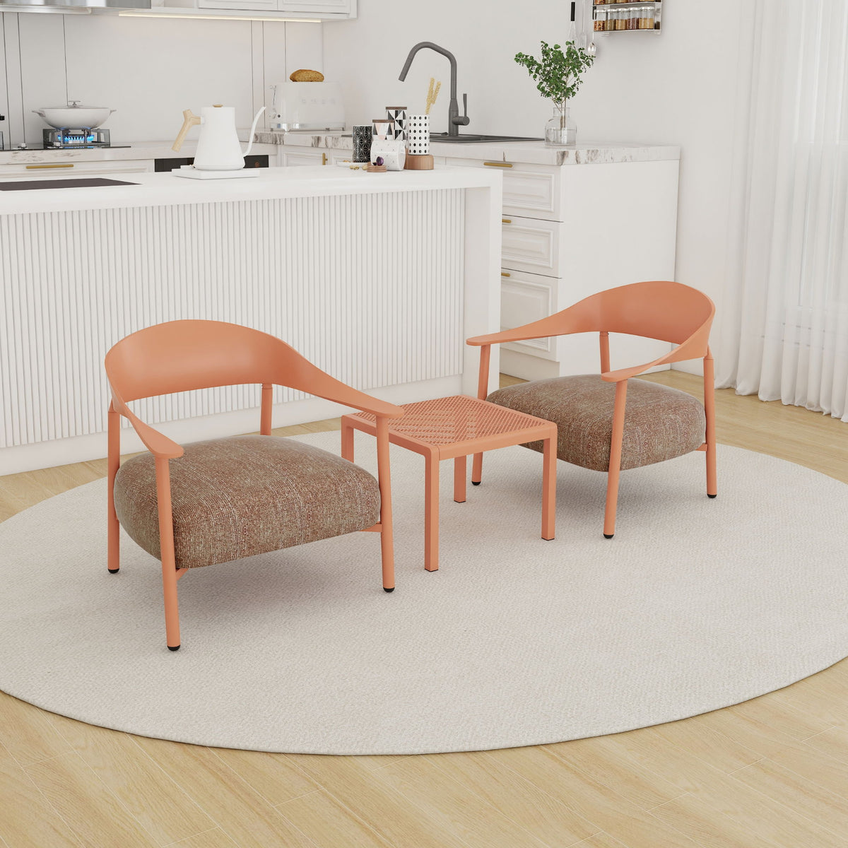 Furniture Set With Seat Cushions, Sturdy And Durable - Apricot Brow