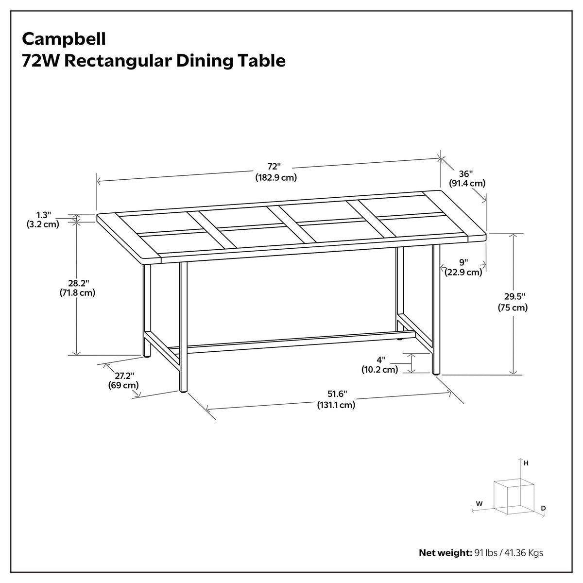 Campbell - Handcrafted Dining Table