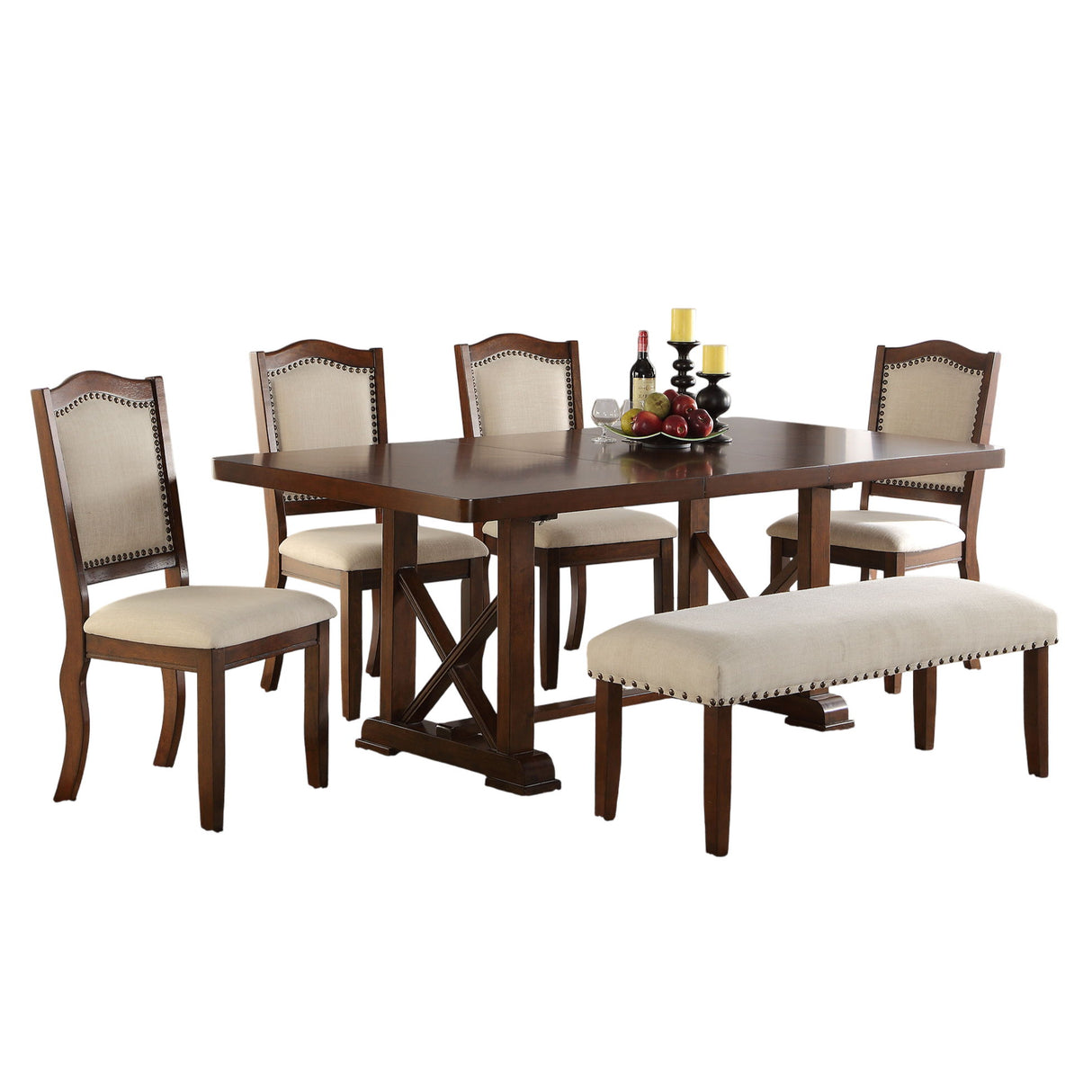 Dining Table With Leaf And Unique X Design Base - Cherry