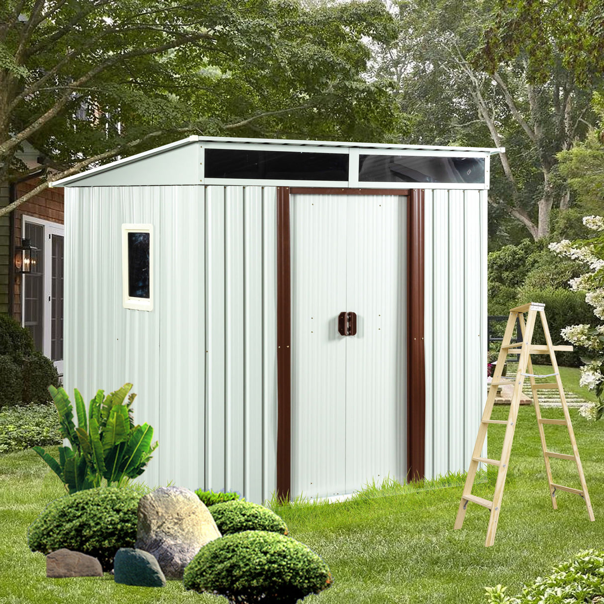 Outdoor Metal Storage Shed Garden Building Heavy Duty 6x4ft Steel
