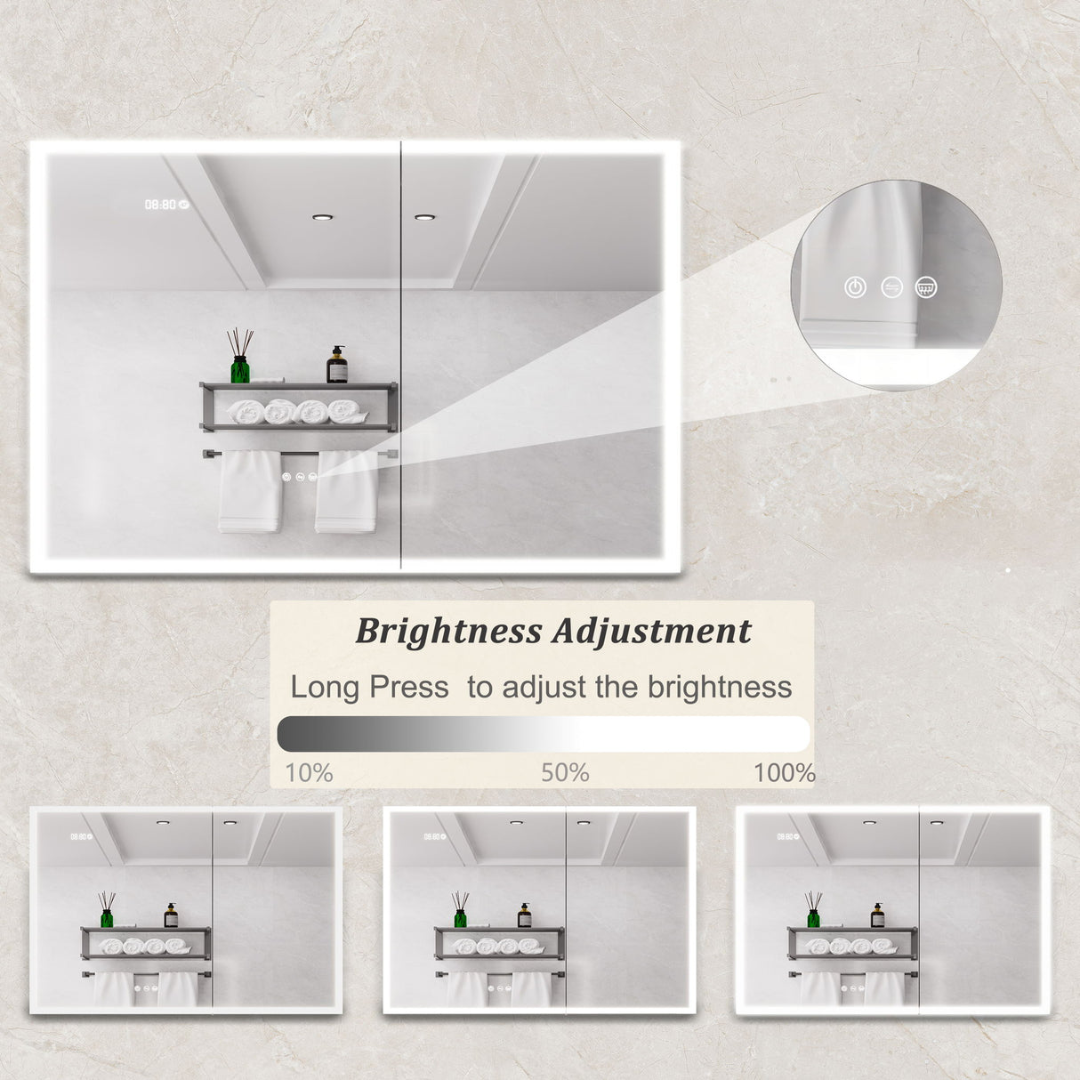 Bathroom Medicine Cabinet With Lights, LED Medicine Cabinet With Mirror, Lighted Medicine Cabinet With Defogger