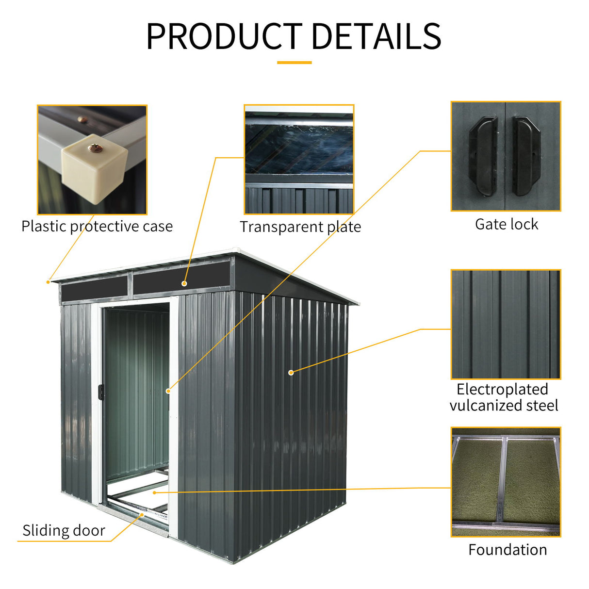 Outdoor Metal Storage Shed Garden Building with Sliding Doors and Foundation