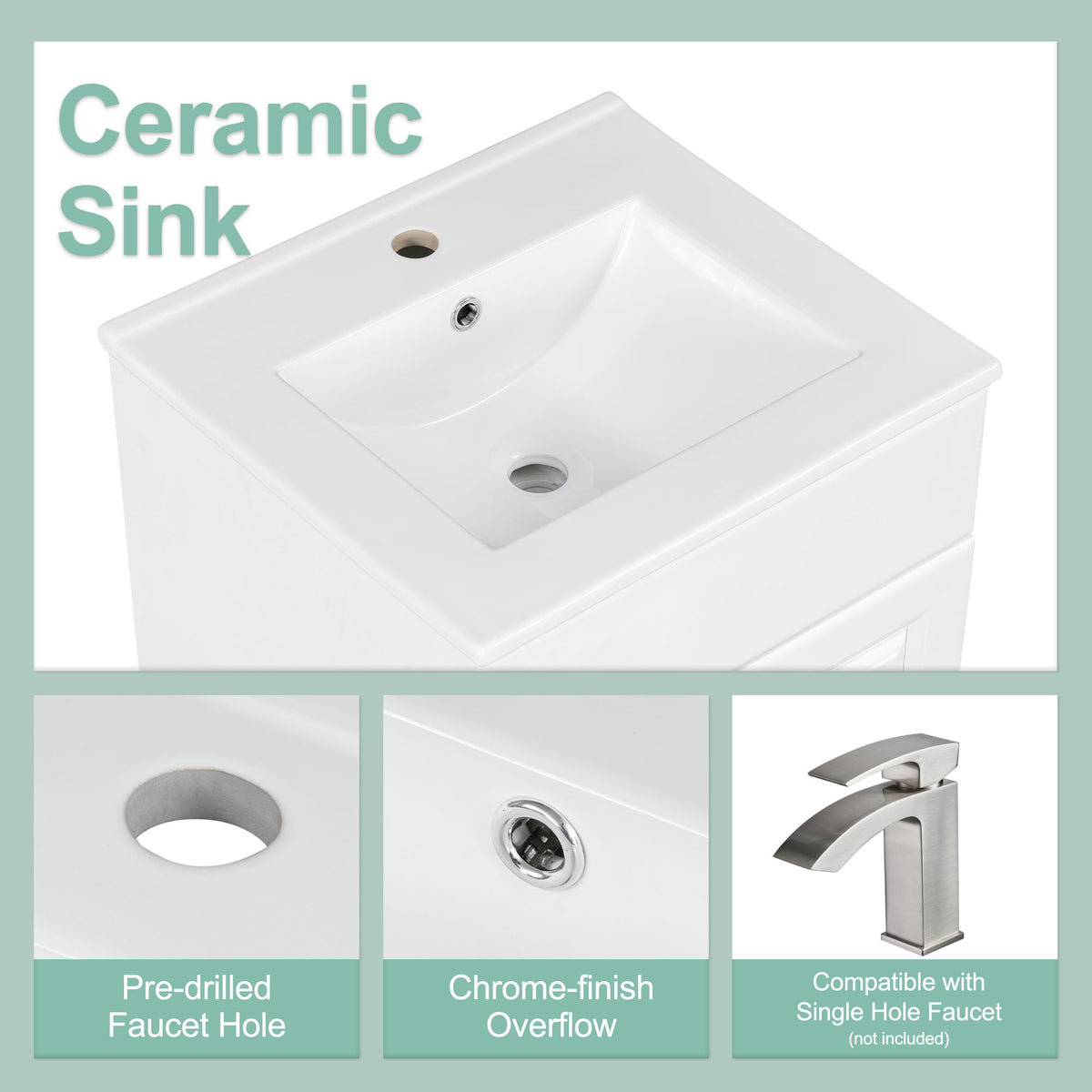 Bathroom Vanity With Sink, Cabinet With Adjustable Shelf