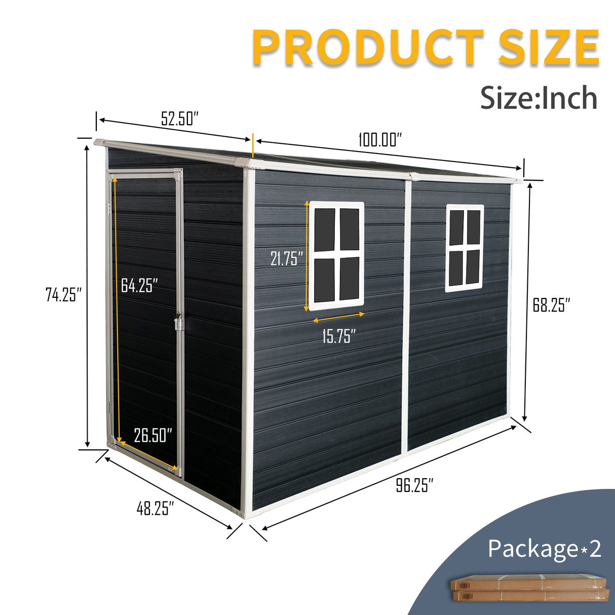 Outdoor Storage Shed Garden Building Waterproof Resin 8x4ft Structure