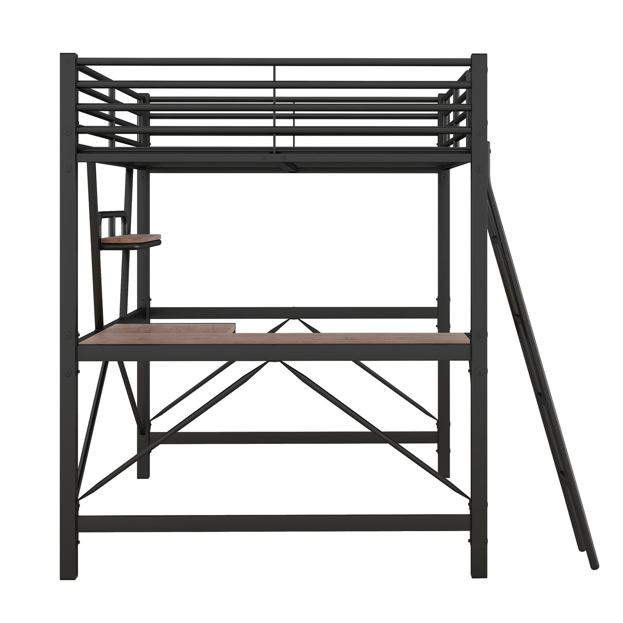 Loft Bed With Desk And Shelf, Modern Design