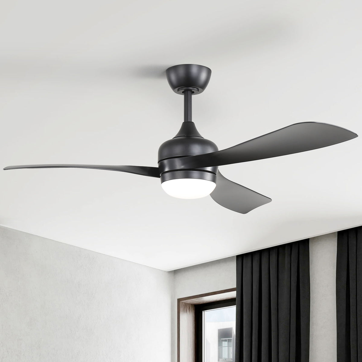 Ceiling Fan With 3 Blades, Remote Control, Reversible DC Motor, Noiseless Operation, 3 Downrods