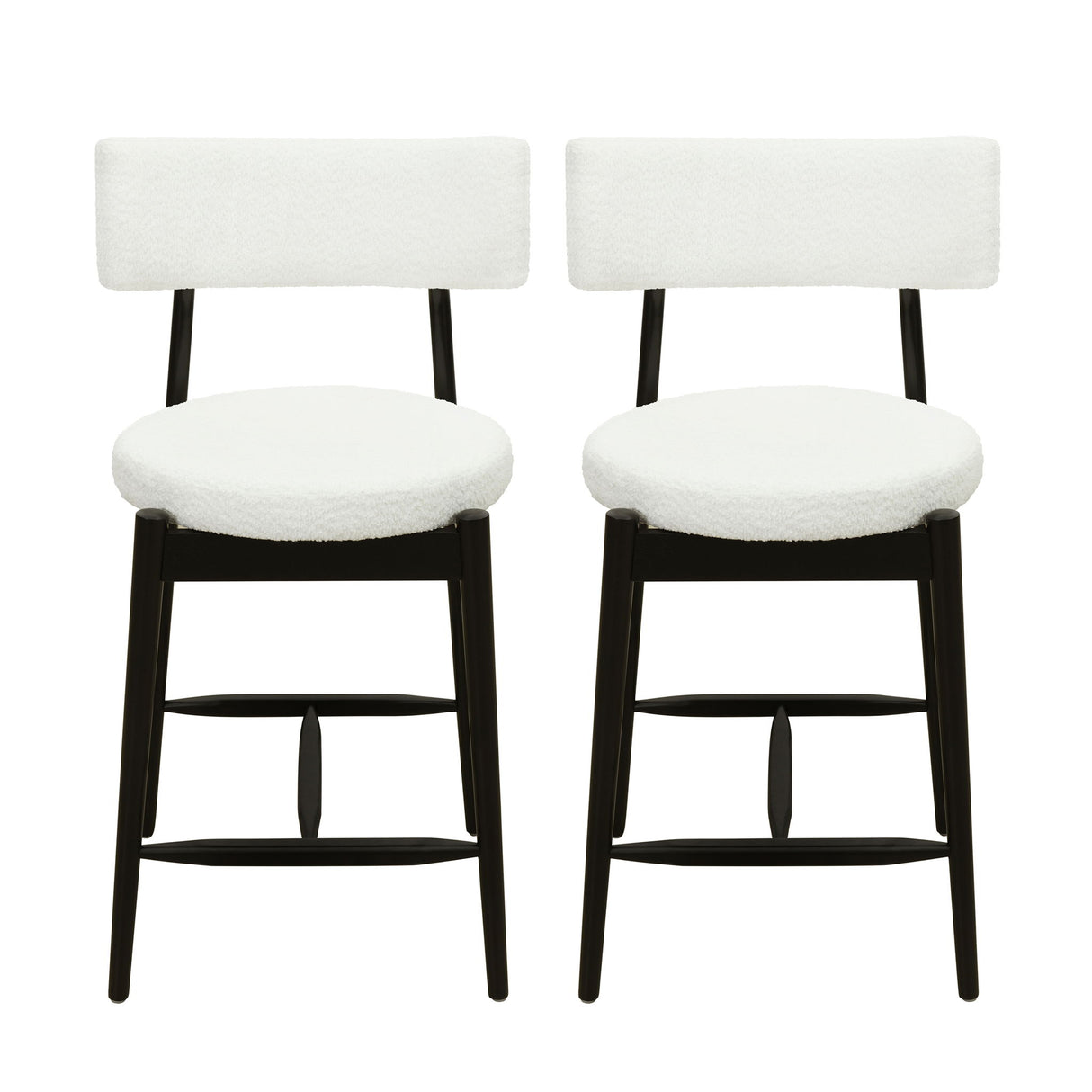 Mid Century Modern Counter Stools, Fabric Upholstered Chairs