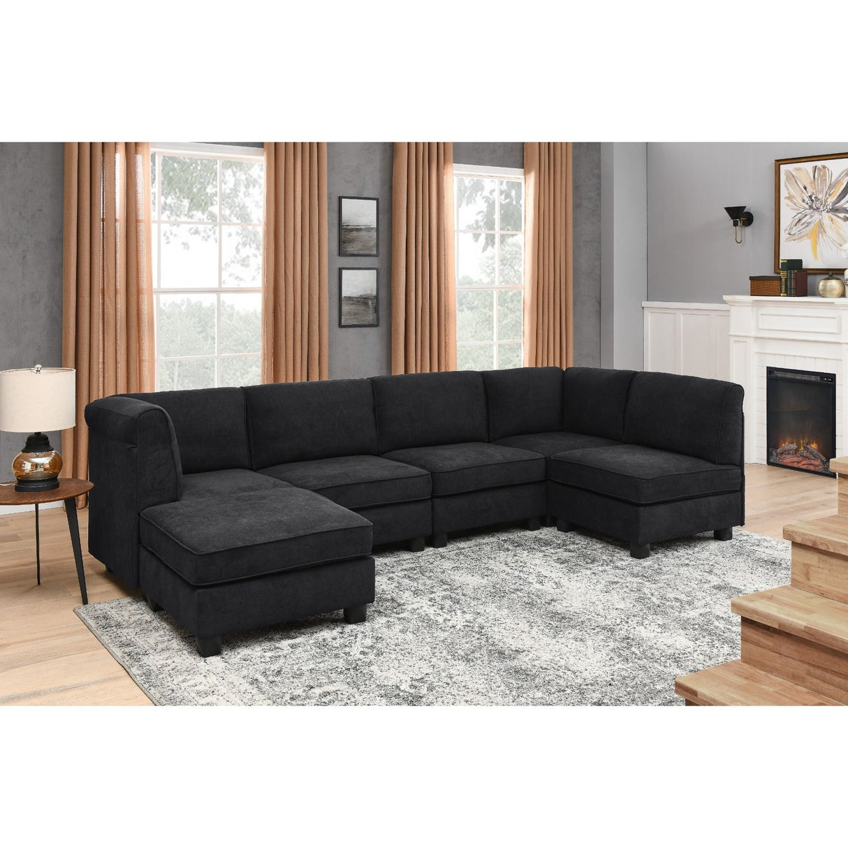 Upholstered Modular Sectional With Removable Cushions
