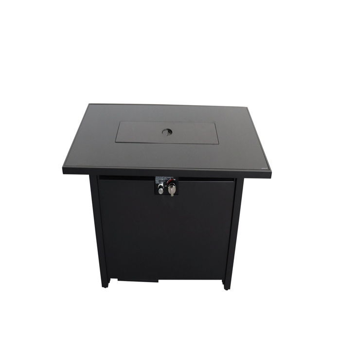 Outdoor Fire Pit Table Backyard Heater Steel Structure with Lid 43x25in Black