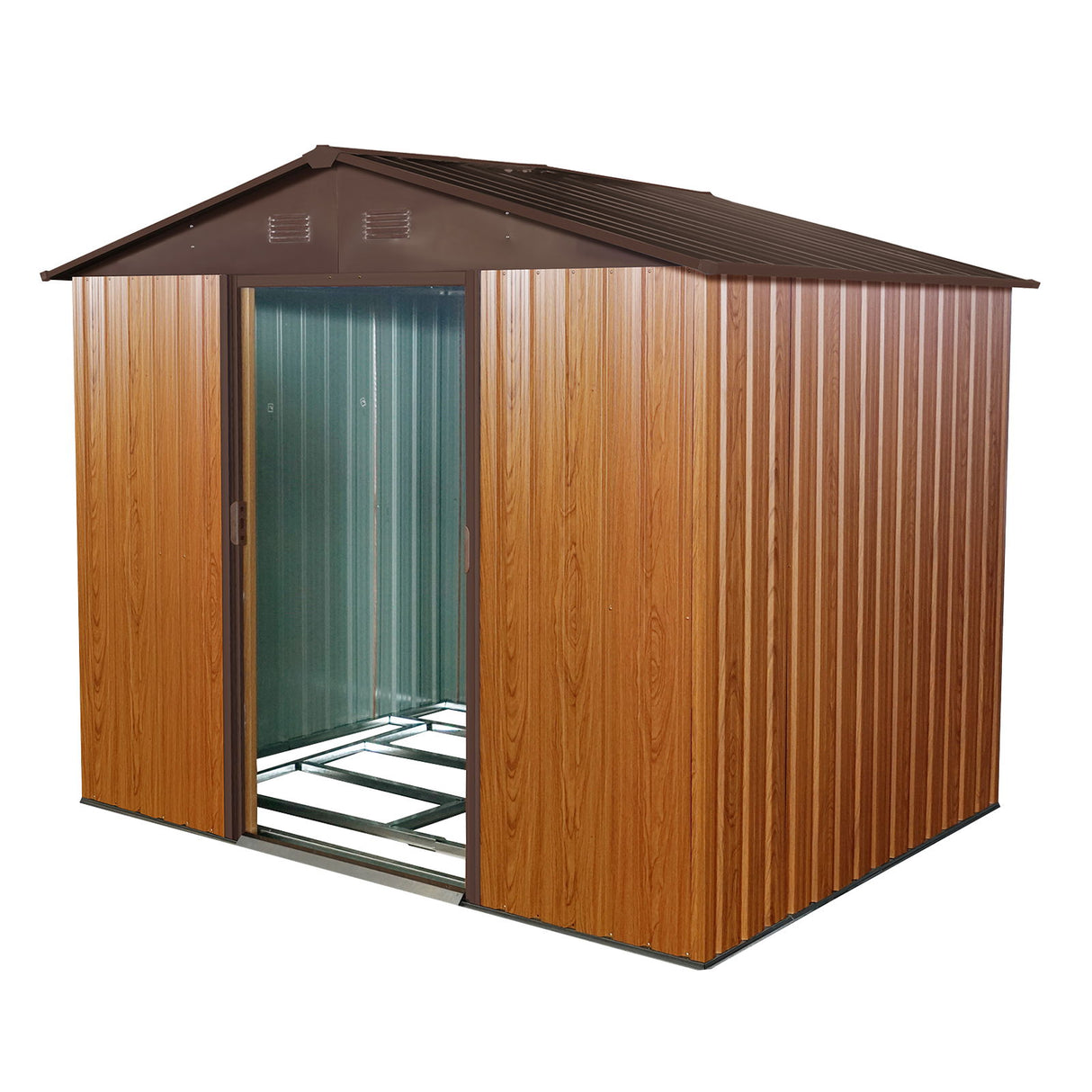 Outdoor Metal Storage Shed Garden Building Heavy Duty with Floor Base