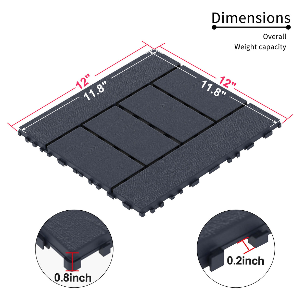 H Style Diy Module Interlocking Patio Deck Tiles