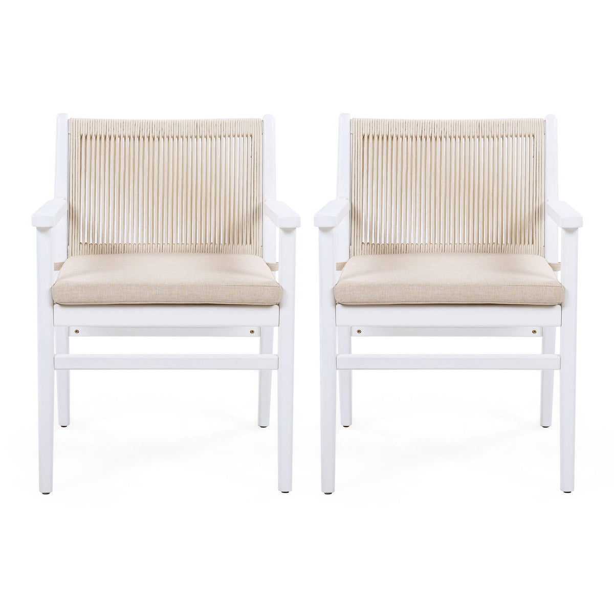 Outdoor Acacia Wood Patio Dining Armchair (Set of 2)