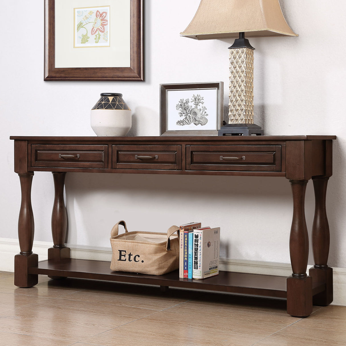 Console Table With 3 Drawers And 1 Bottom Shelf For Entryway - Espresso