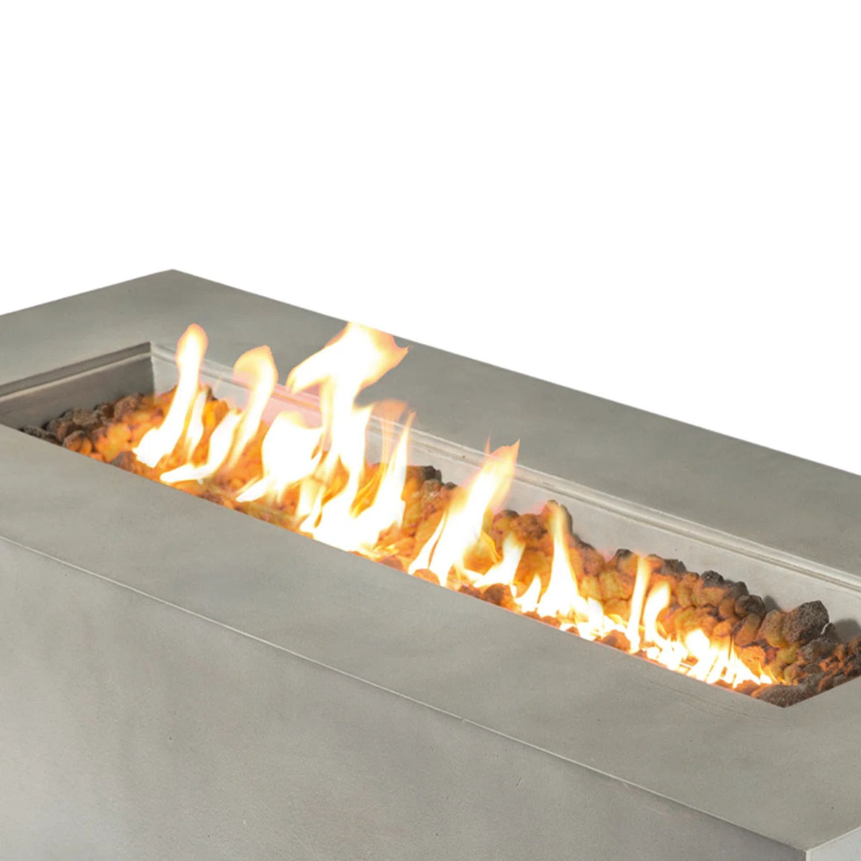 Propane Outdoor Fire Pit Table Garden Heater Cement 56x15in Cream White