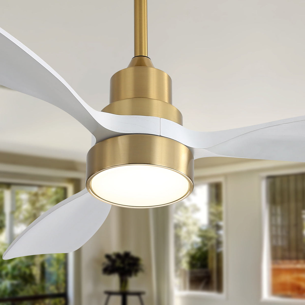 48" Ceiling Fan With 3 Blades, Remote Control Reversible DC Motor For Living Room