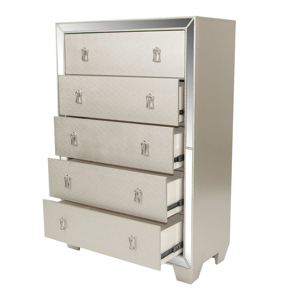 5 Drawer Chest Bedroom Furniture - Silver