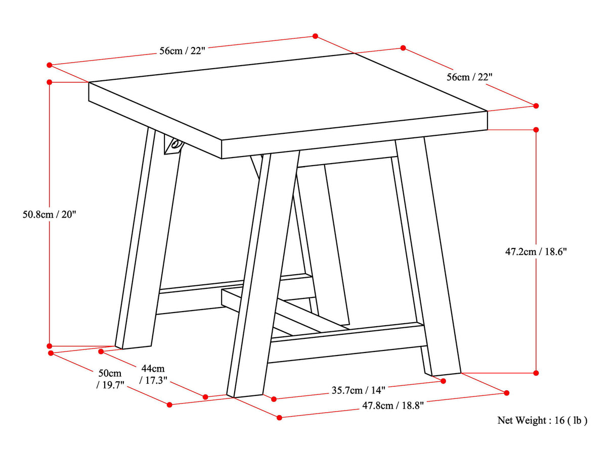 Sawhorse - End Table - Light Brown