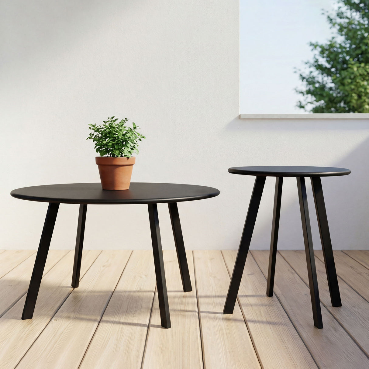 Round Nesting Coffee Table (Set of 2) - Black