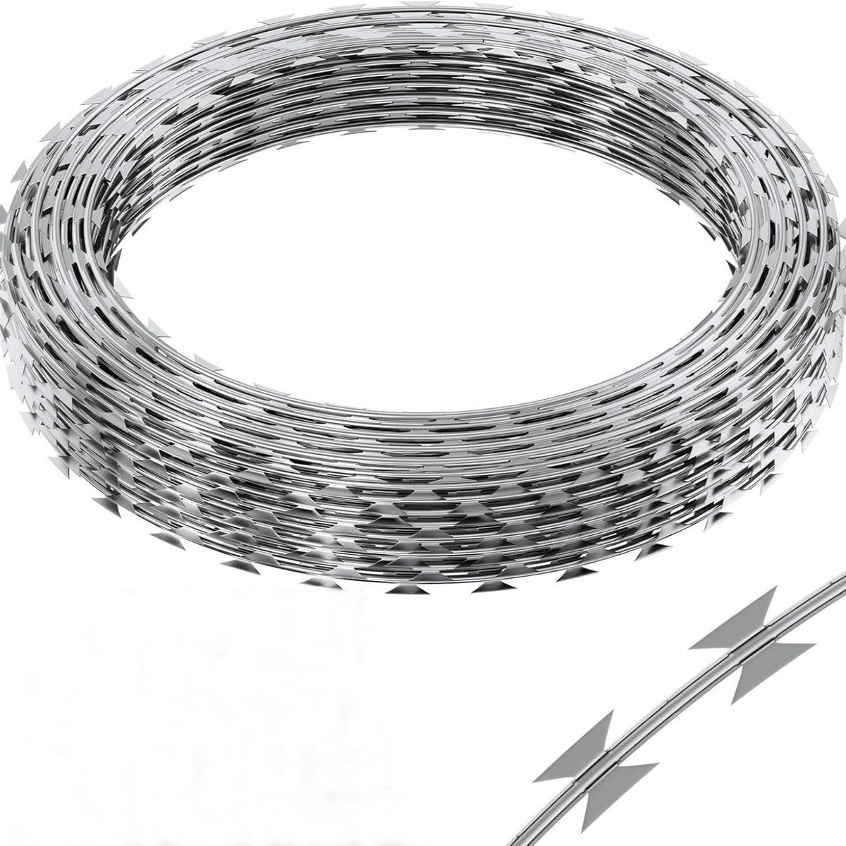 Galvanized Barbed Wire Fence Roll, Security Fencing With Sharp Razor Edges