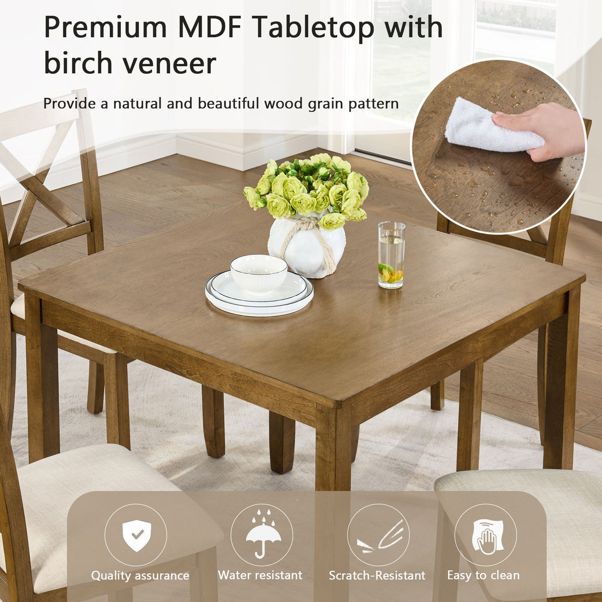 5 Piece Counter Height Dining Table Set With 4 Chairs
