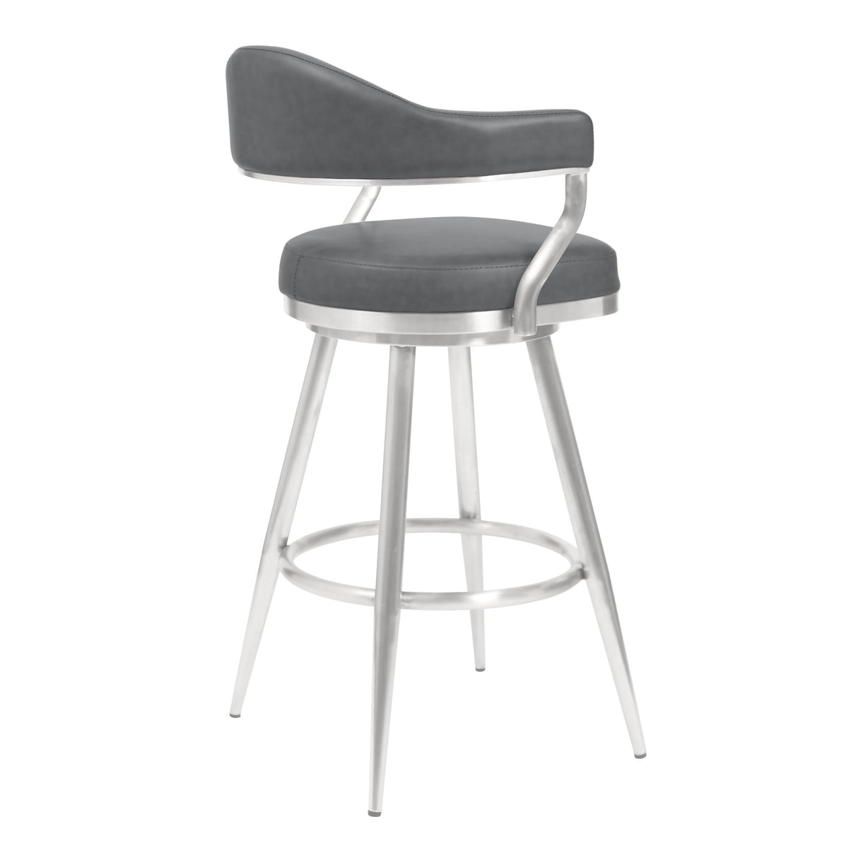 Justin - 26" Counter Height Swivel Vintage Bar Stool - Gray / Brushed