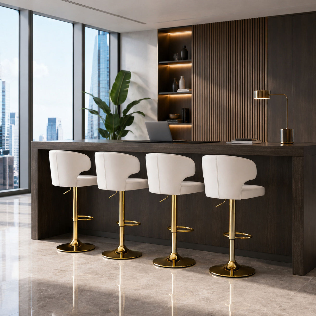 Adjustable Swivel Bar Chair With High Back Support