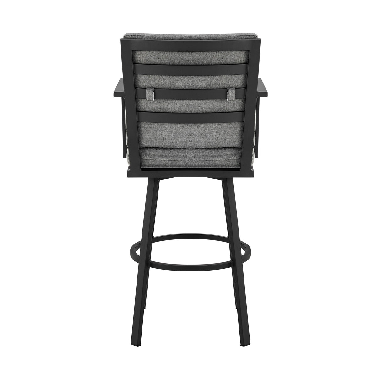 Arnauld - 30" Outdoor Patio Bar Stool With Cushions - Black / Gray