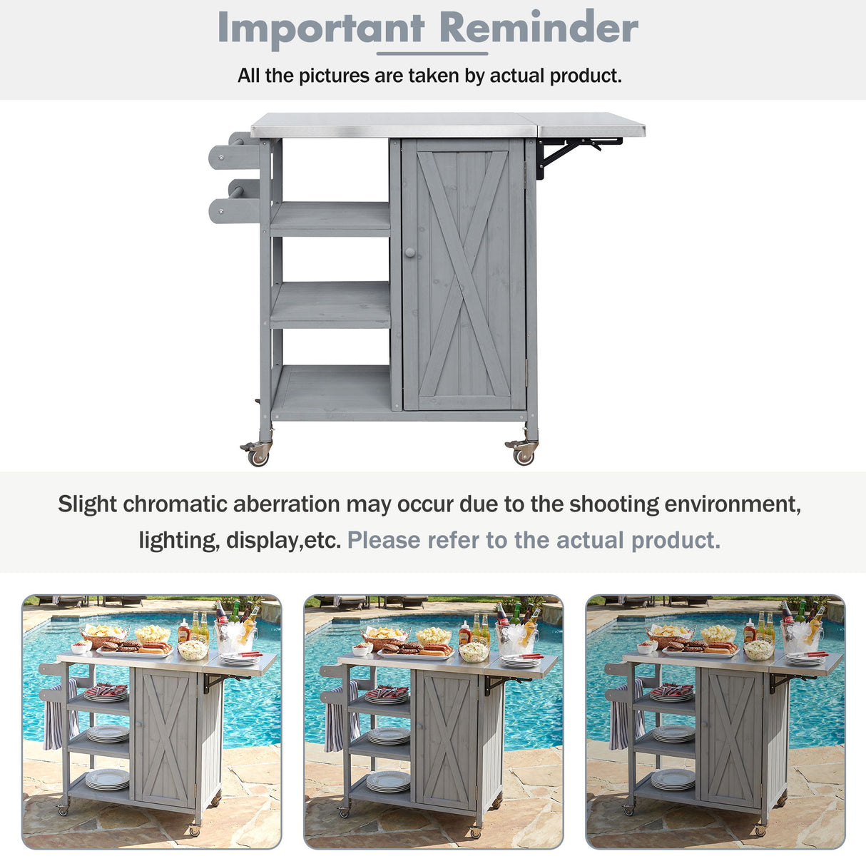Foldable Outdoor Kitchen Island With Storage Cabinet