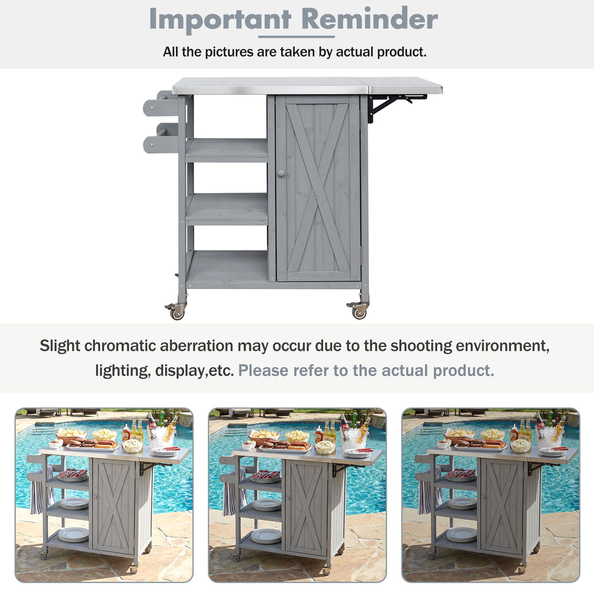 Foldable Outdoor Kitchen Island With Storage Cabinet