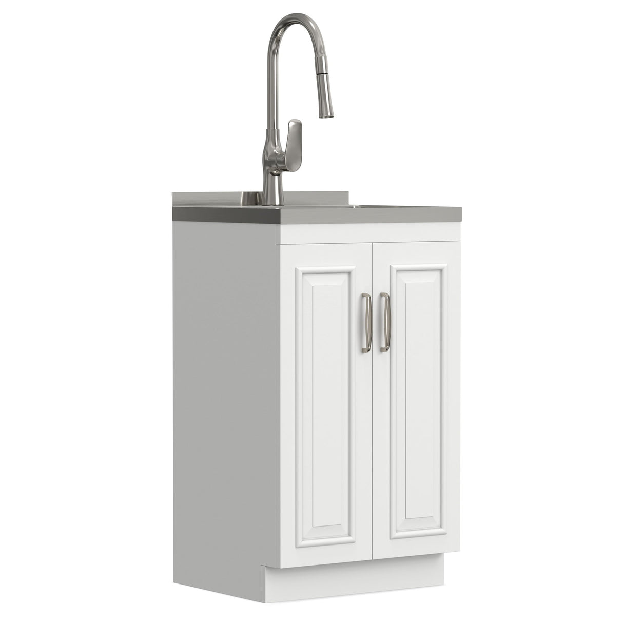 Darwin - Laundry Utility Sink And Cabinet With Sink And Pull Out Faucet - White