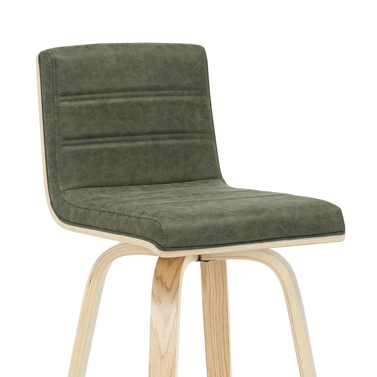 Vienna - 39.5" Swivel Bar Height Square Back Wood Bar Stool With Faux Leather Seat