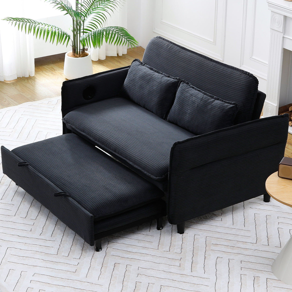 Modern Fabric Multi-Functional Sofa Bed With Adjustable Armrests And Backrests