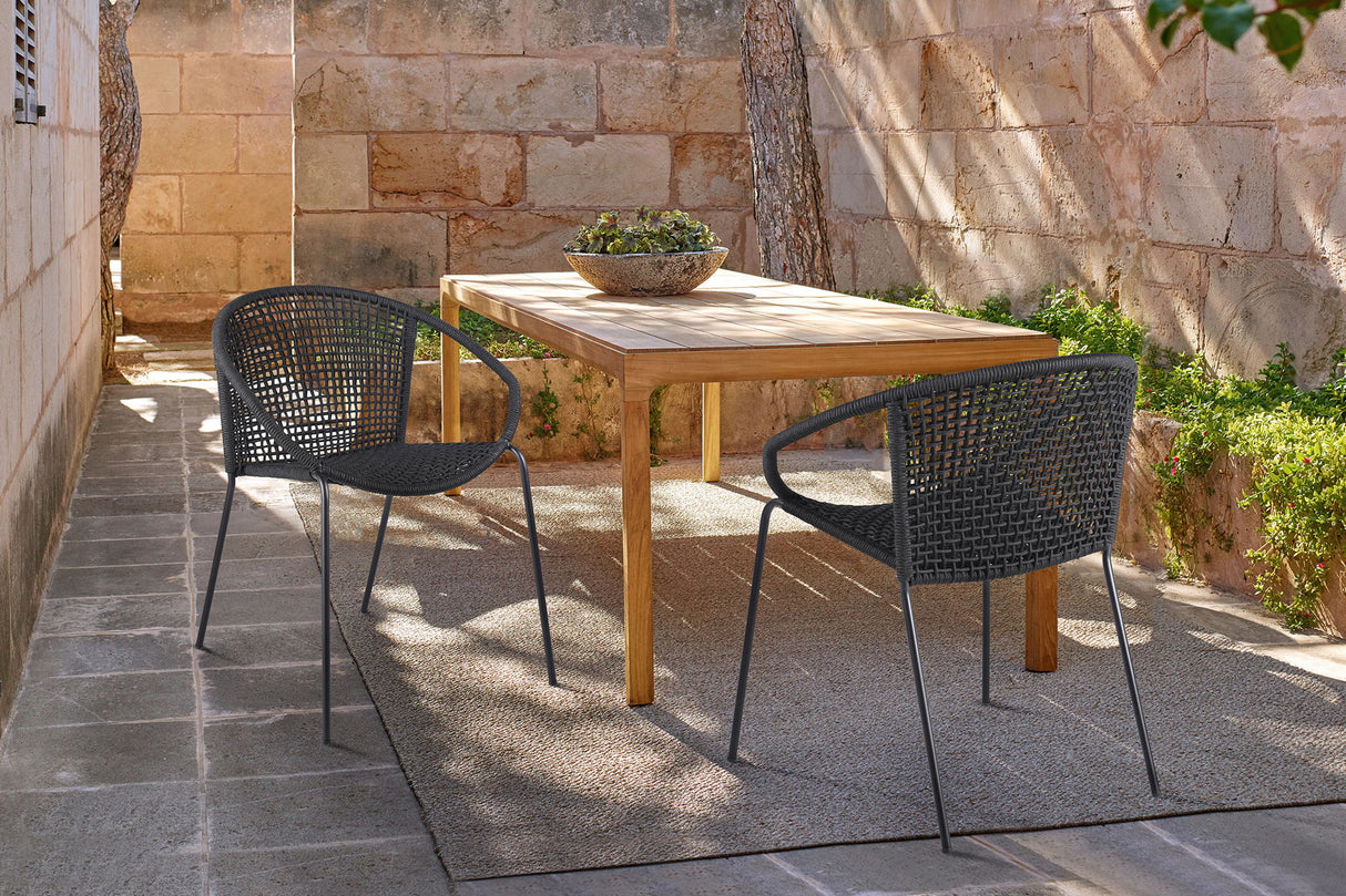 Snack - Indoor / Outdoor Stackable Steel Dining Chair (Set of 2) - Black