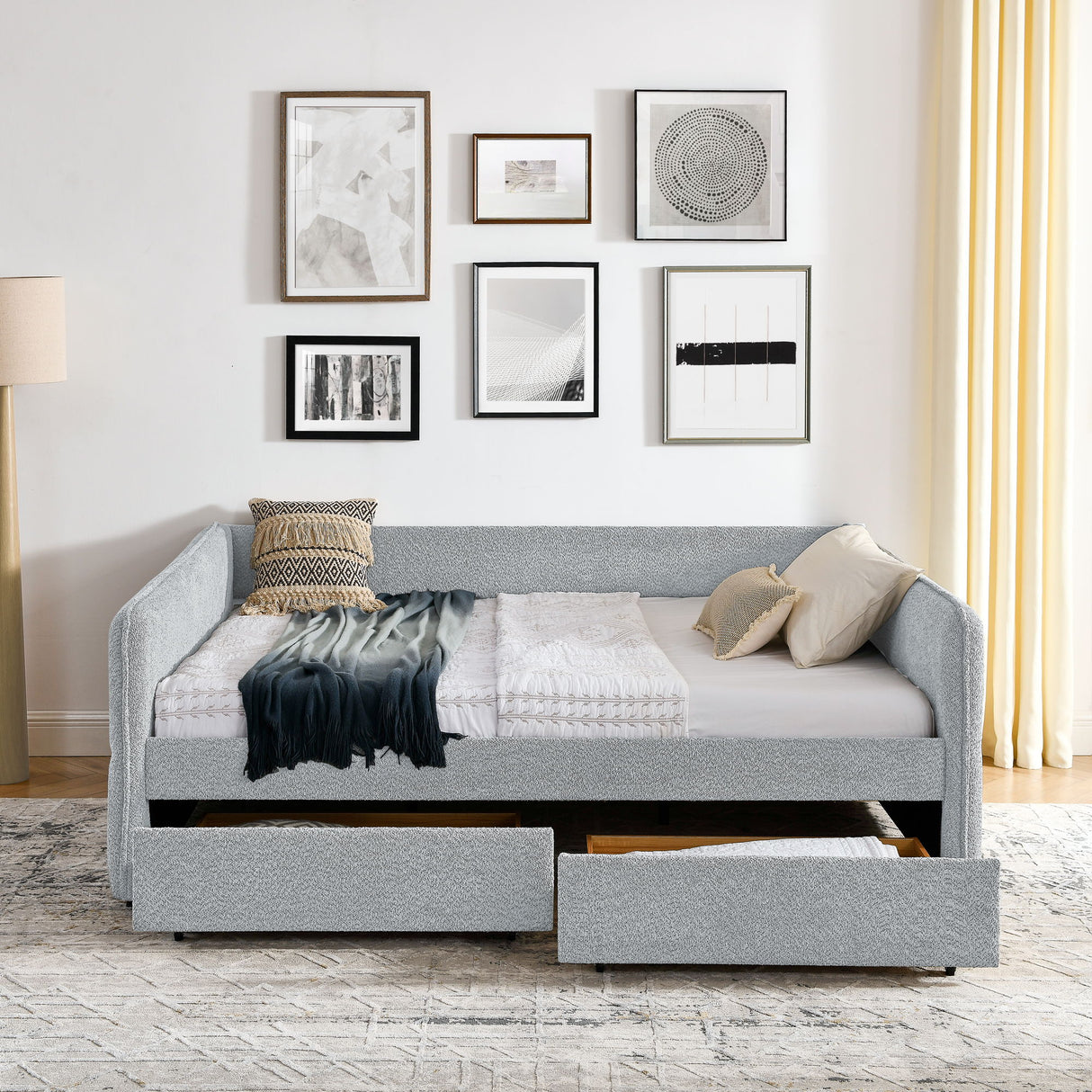 Upholstered Daybed & 2 Drawers