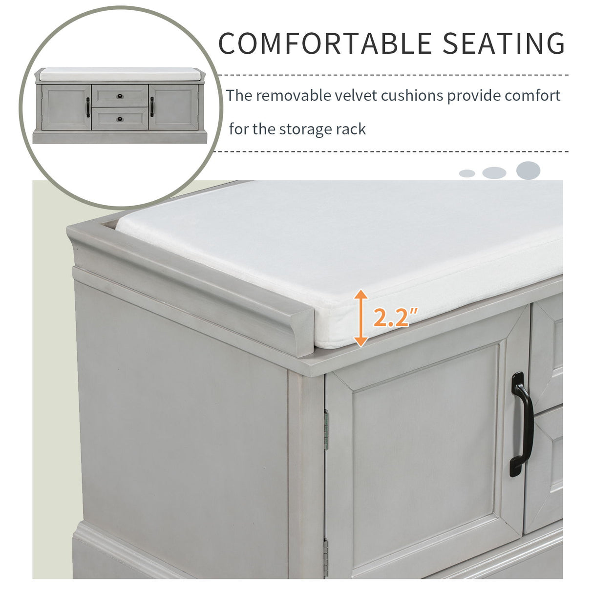 Hearth & Haven Daisy - Storage Bench With 2 Drawers And 2 Cabinets