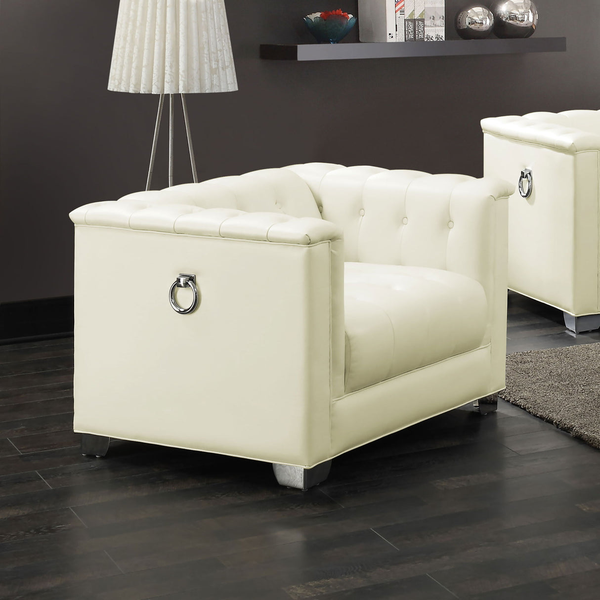 Earline - Upholstered Track Arm Accent Chair - White