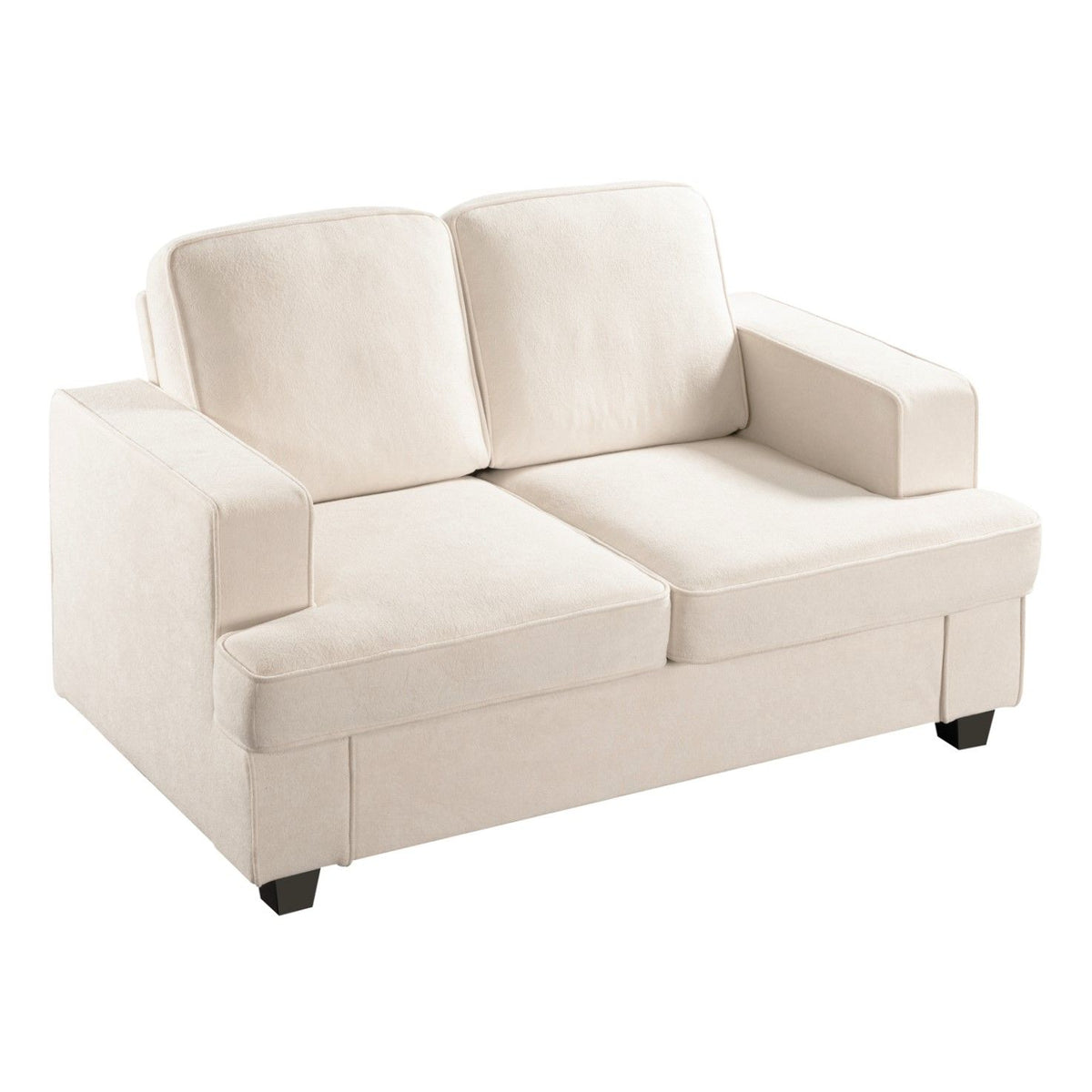 Modern Loveseat, Comfortable 2 Seater Couch With Deep Seating, Loose Back Cushions, Wide Arms