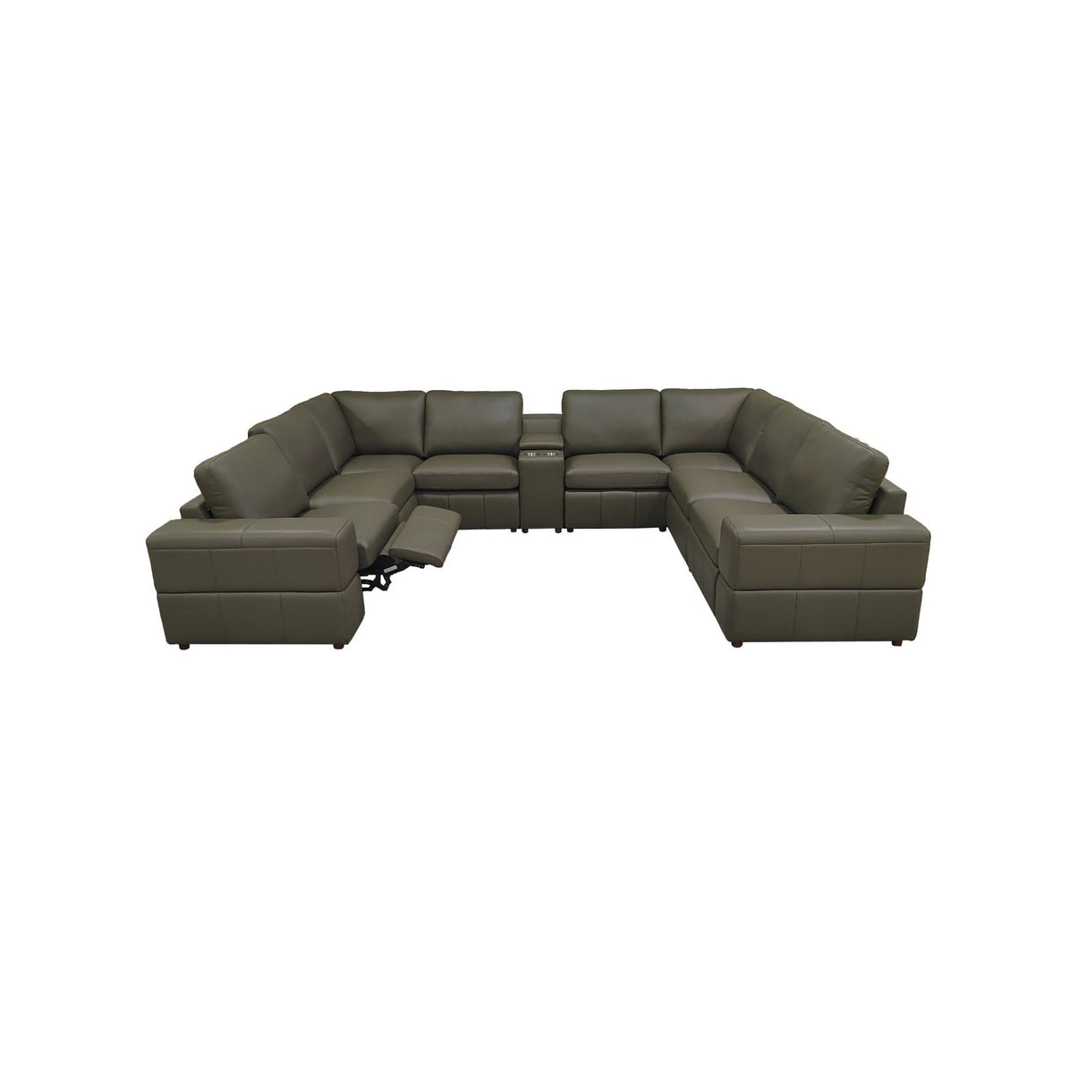Upholstered Large Arms Sectional With Recliner Seats