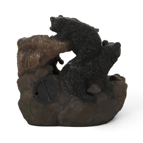 22.0" High DATONA FOUNTAIN Outdoor Weather Resistant Floor Fountain with Light, Light Brown + Black