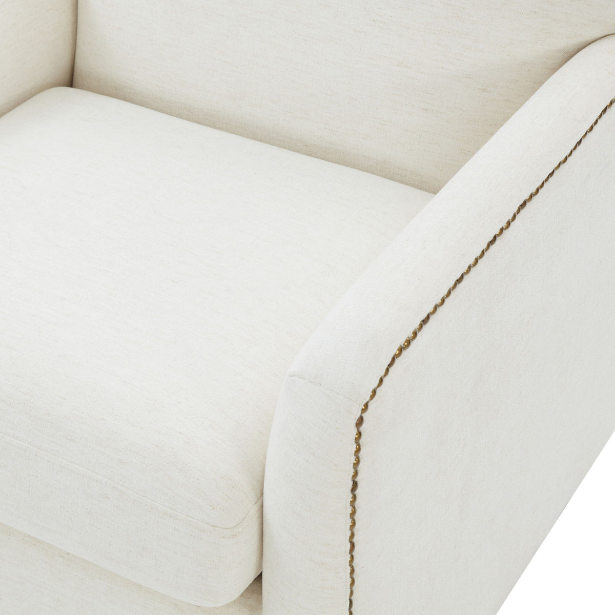 Tolland - Swivel Accent Chair With Antique Brass Nailhead Trim - Cream