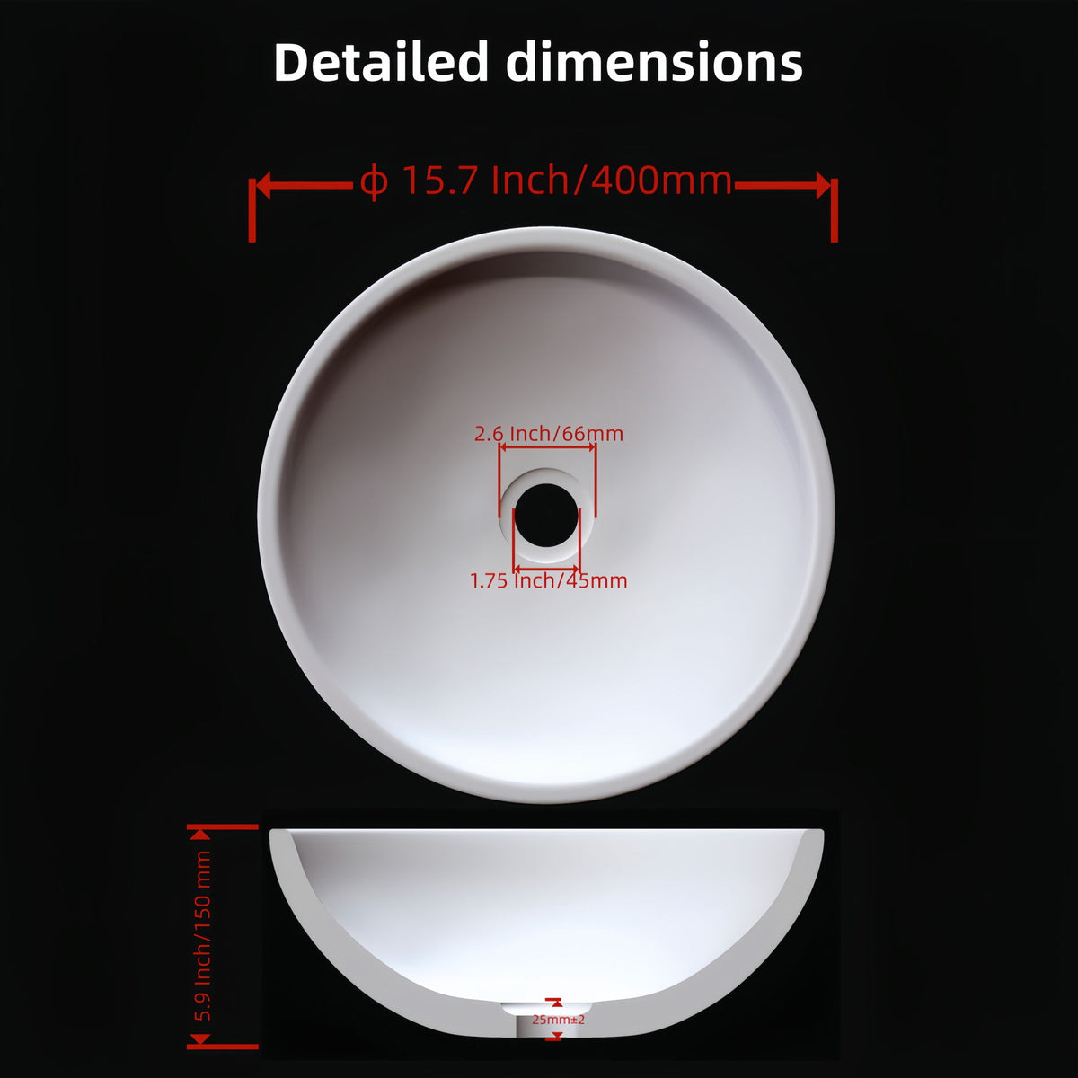 Bathroom Vessel Sink, Circular Design