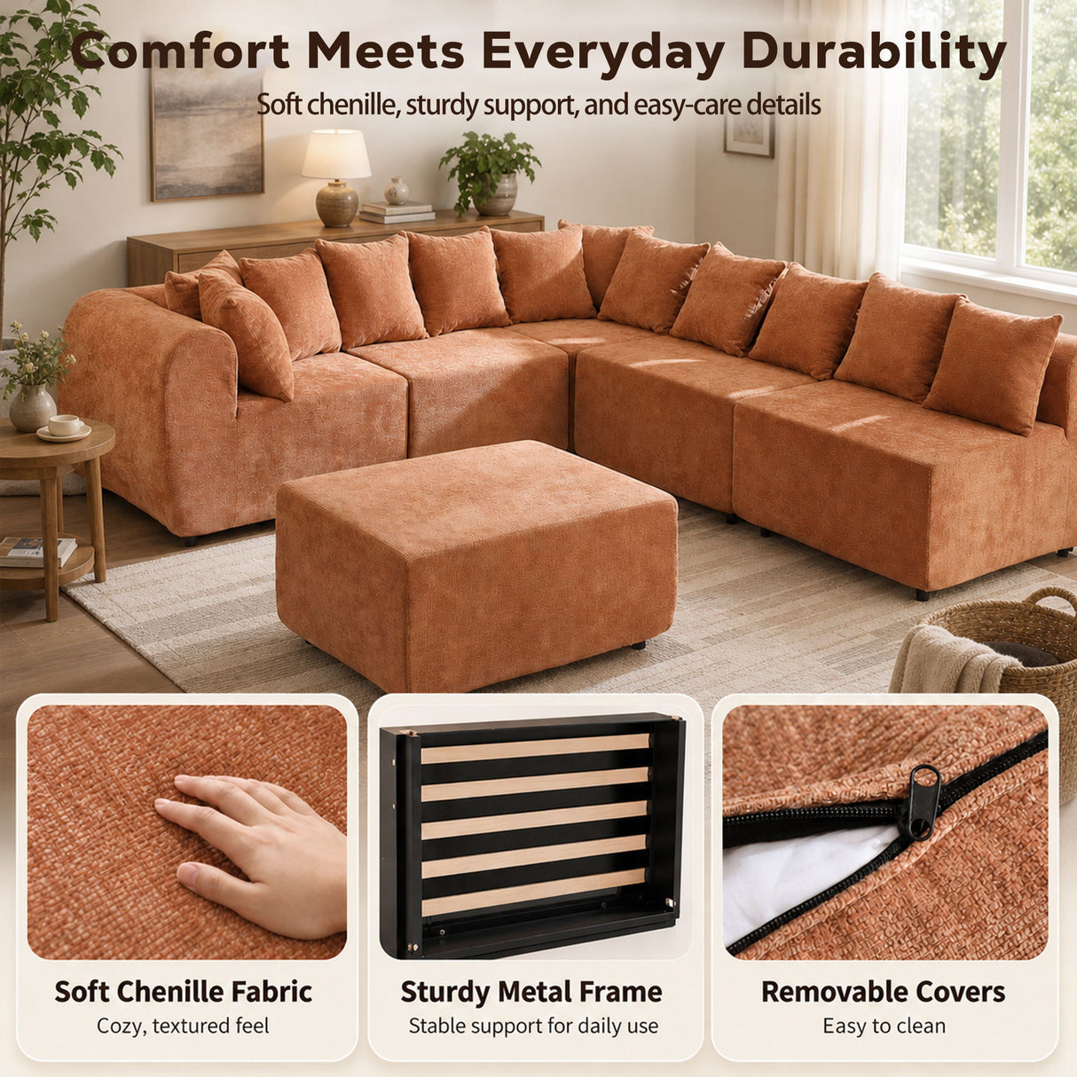 8 Seater U-Shaped Couch With Ottoman