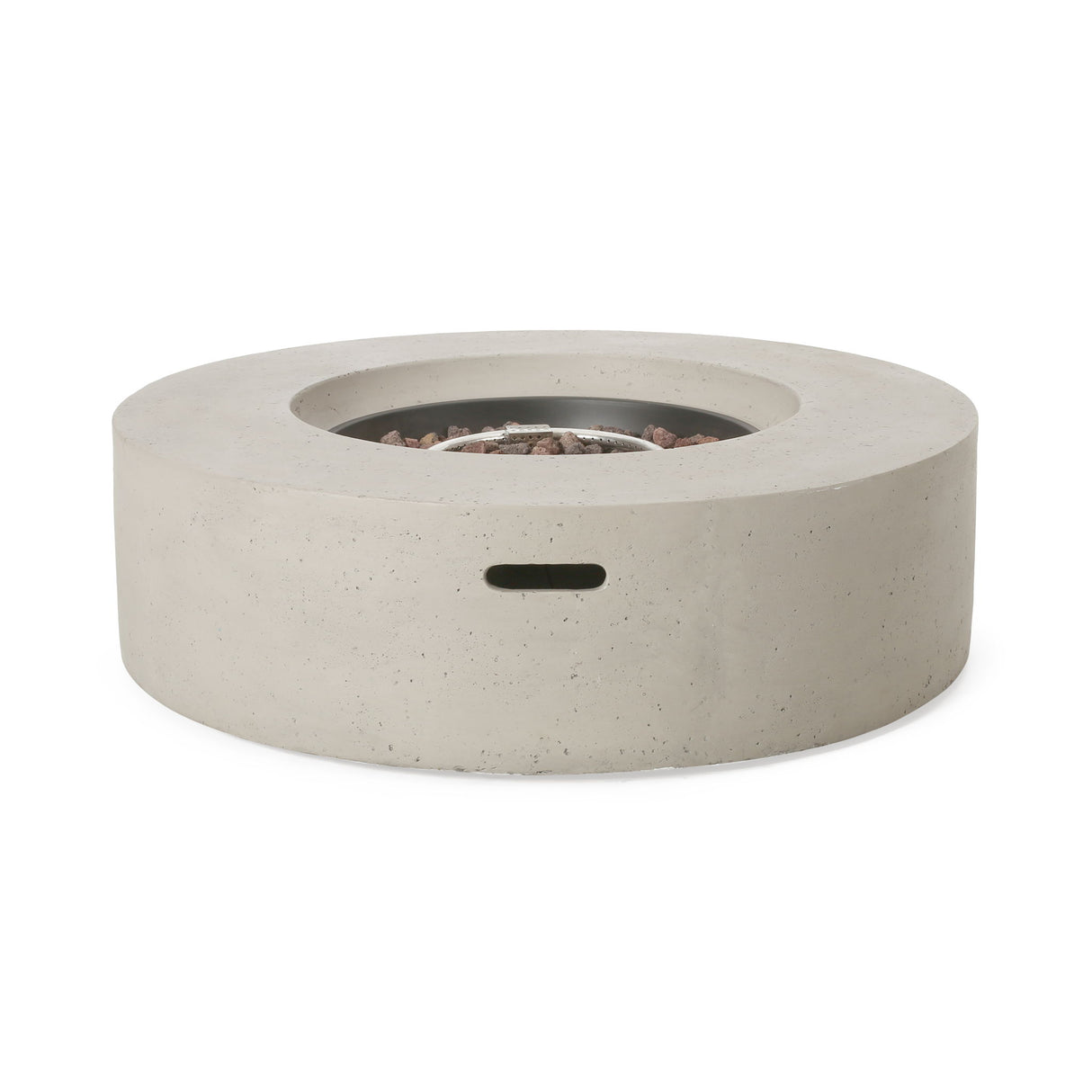 Modern Circular Fire Pit Table Lightweight Concrete 50000 BTU 39x12in