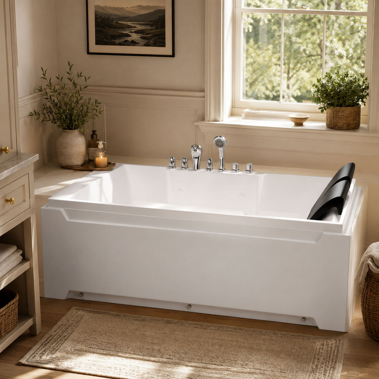 Xavier - Massage Double Bathtub - Milk White