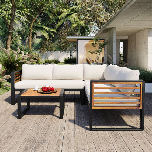 4-Piece Outdoor Beige Conversation Set