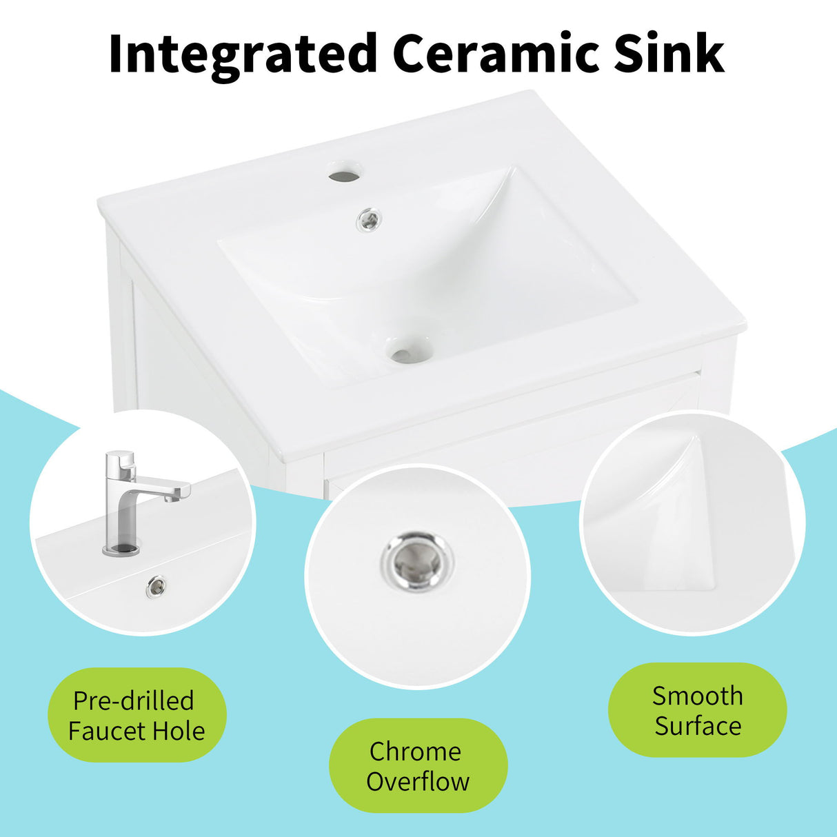 Bathroom Vanity With Sink, Soft Closing Cabinet Door, Storage Rack And Drawer
