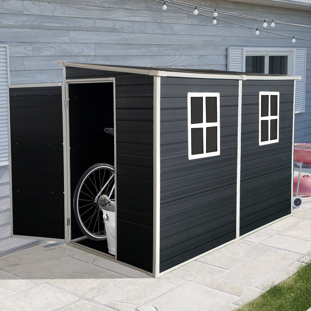 Outdoor Storage Shed Garden Building Waterproof Resin 8x4ft Structure