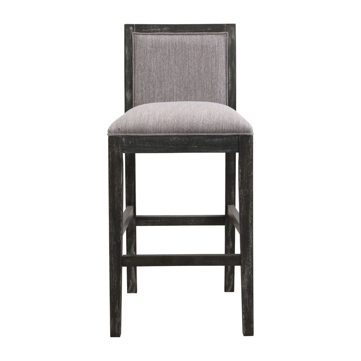 Bar Stools (Set of 2), Rubber Wood Frame, Retro Bar Chairs Suitable For Kitchen Island - Black / Gray