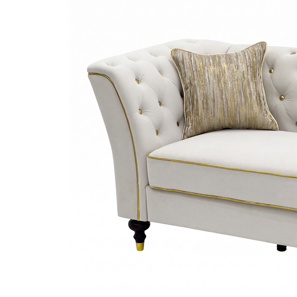 3 Person Sofa With Deep Seat, Tufted Backrest