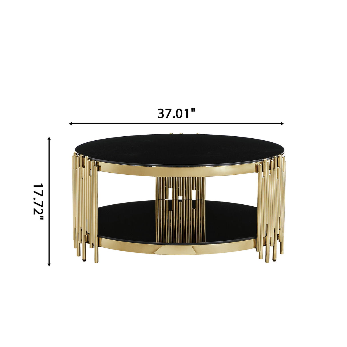 Round Double Tier Table With Flute Shaped Tube Legs